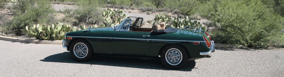 The 1972 MGB in Jaguar Green.