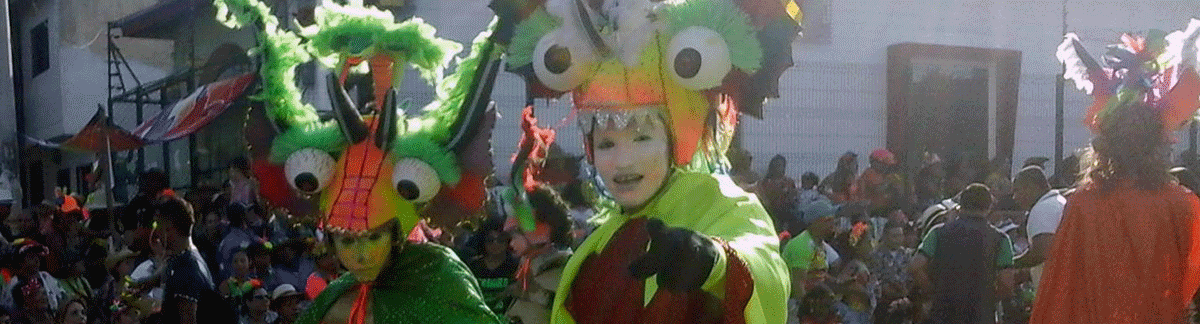 Two young boys enjoying being in the carnaval.
