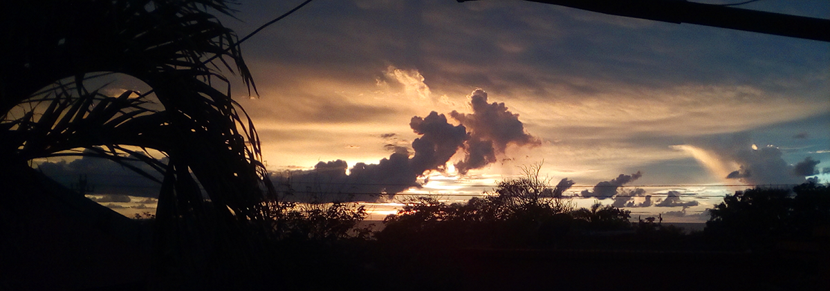 The sunset from my front door, but it was a few minutes late to really get the orange and yellow colors. 