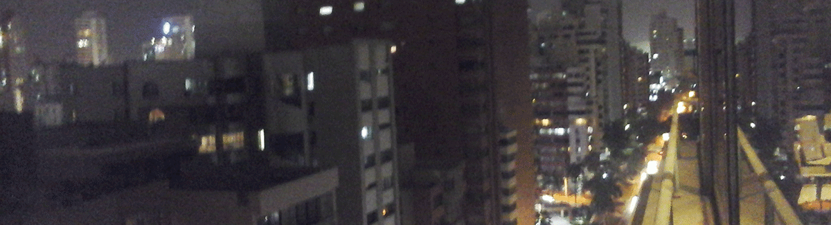 The street at night from the eighteenth floor.