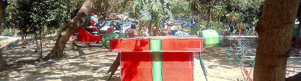 A christmas display in a city park.