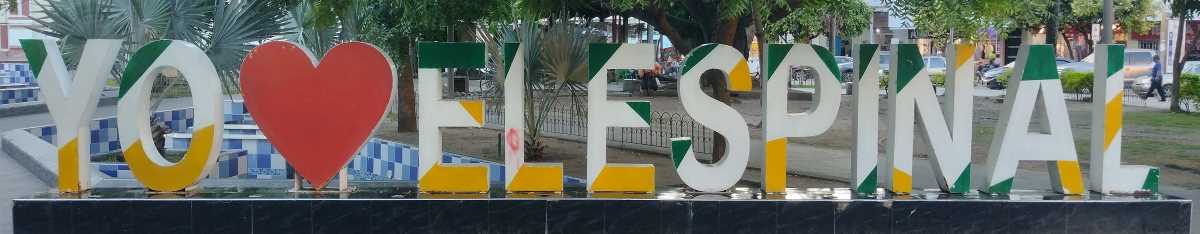 espinal-sign.jpg The pictured Espinal city name letters are in Parque Simon Bolivar at Carrera 6 and Calle 9. There is another one at the town intrance roundabout.