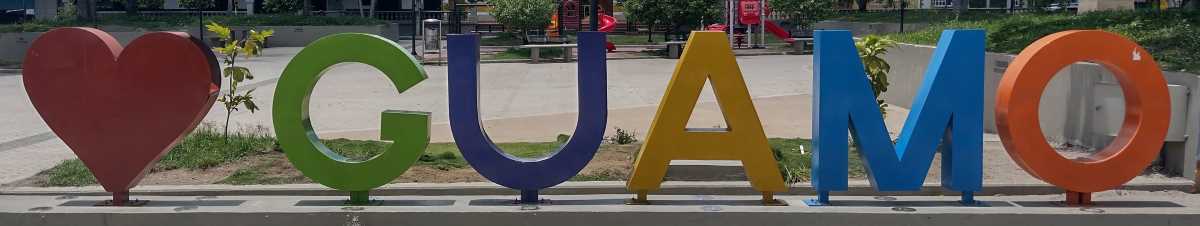 guamo-sign.jpg The Guamo city name letters sign is in the main plaza.