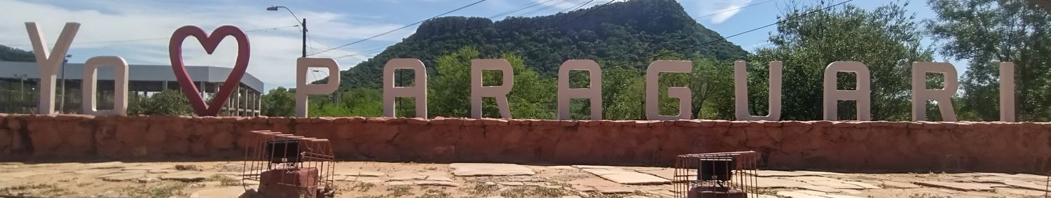 Paraguar&iacute; sign at the historic train station.