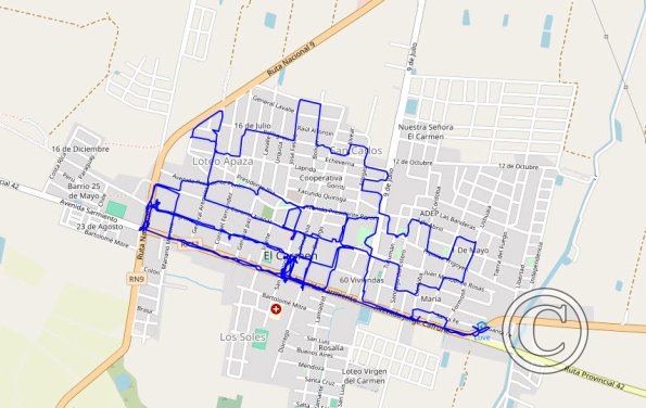 El Carmen, Argentina 2023 walking route