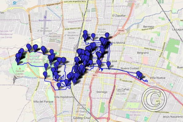 Mendoza, AR, 2024 walking route with image positions