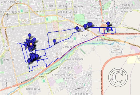 San Luis, Argentina 2024 walking route with photo locations