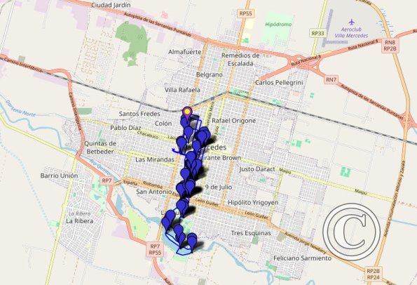 Villa Mercedes, AR 2024 walking route with photo locations