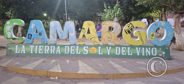 City name sign in the Plaza Principal