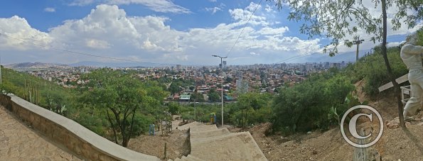 View from the stairs going up to the Christ statue