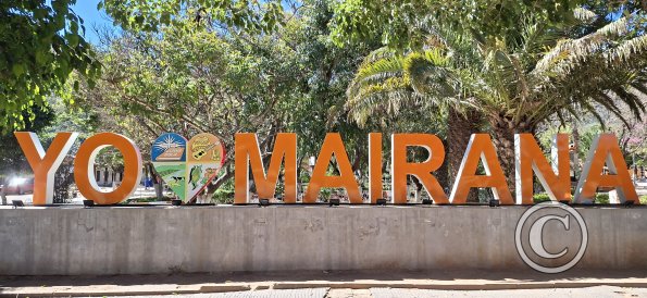 City name sign in the main plaza