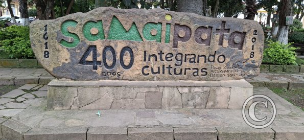 City name sign in the Plaza Principal