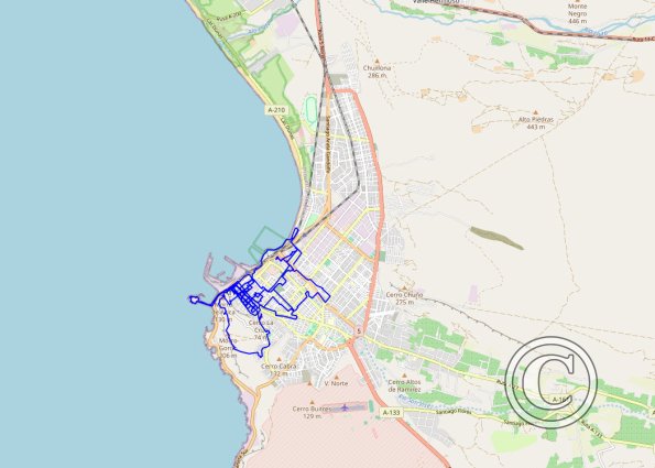 Arica Chile 2023 walking route
