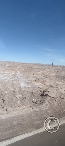View of the barren desert from the bus