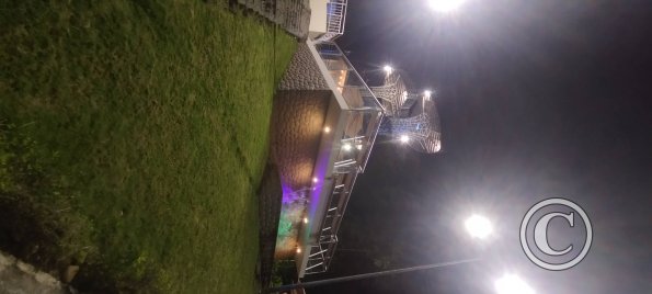 View of the Mirador from below at night