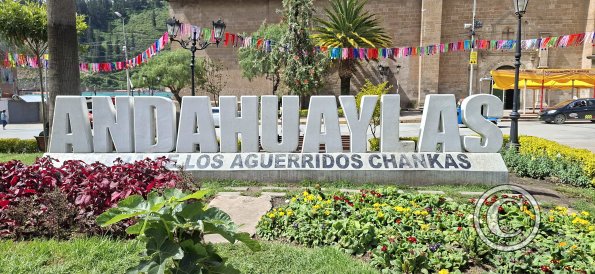 Andahuaylas city name sign in Plaza de Armas