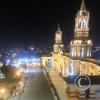 Basilica Cathedral at the Plaza de Armas from a rooftop restaurant at Pasaje Mercaderes y Calle San Francisco