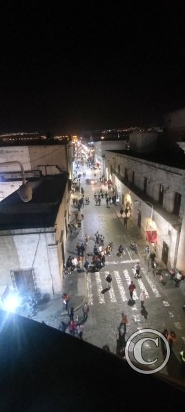 Calle Santa Catalina from a rooftop restaurant