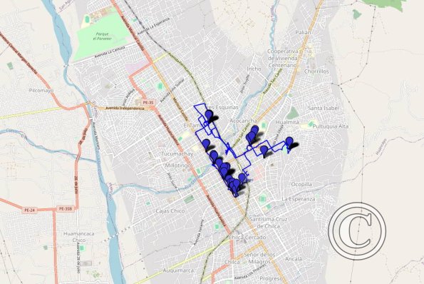 Huancayo 2024 walking route with photo locations