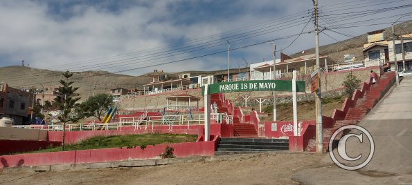 Parque 18 de mayo at end of Av. Meliton Carvajal