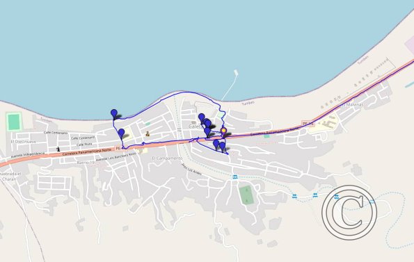 La Cruz walking route with photo locations