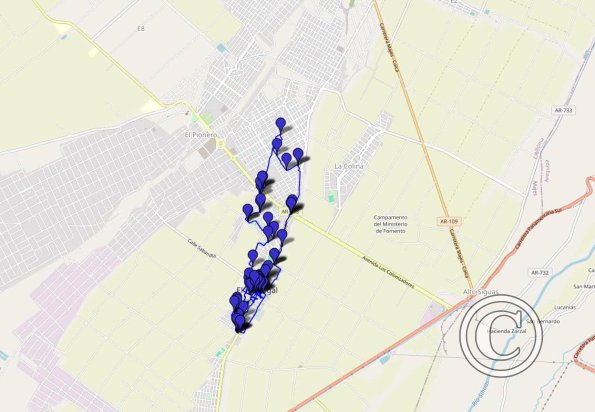 Majes-El-Pedregal walking route with photo locations