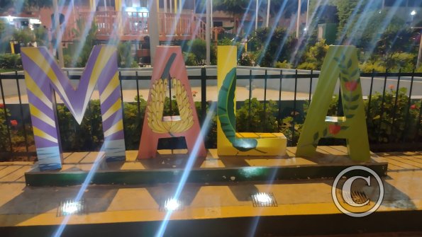 Mala sign in the Plaza de Armas