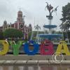 city name sign in the Plaza de Armas at Jiron Manuel del Aguila and Jiron San Martin