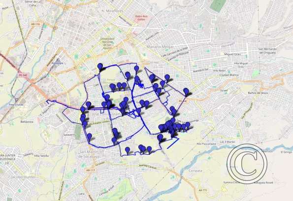 Paucarpata 2023 walking route with photo locations