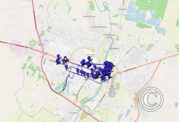 Piura 2023 walking route with photo locations