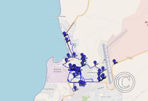 Talara 2023 walking route with photo locations