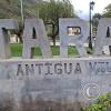 City name sign at the Plaza de Armas
