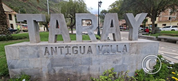 City name sign at the Plaza de Armas