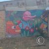 Mural on side street near the plaza